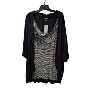 Lane Bryant Top 14/16 Black White Stripes Built-in Duster One Piece